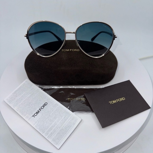 New! Tom Ford Women\'s Rose Gold/Blue Gradient Oversized Aviator Sunglasses main image 5